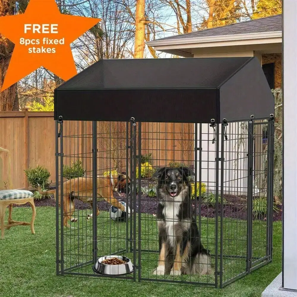 Heavy Duty Sturdy Outdoor Wire Crate Kennel Pet Pen with Waterproof Roof Cover