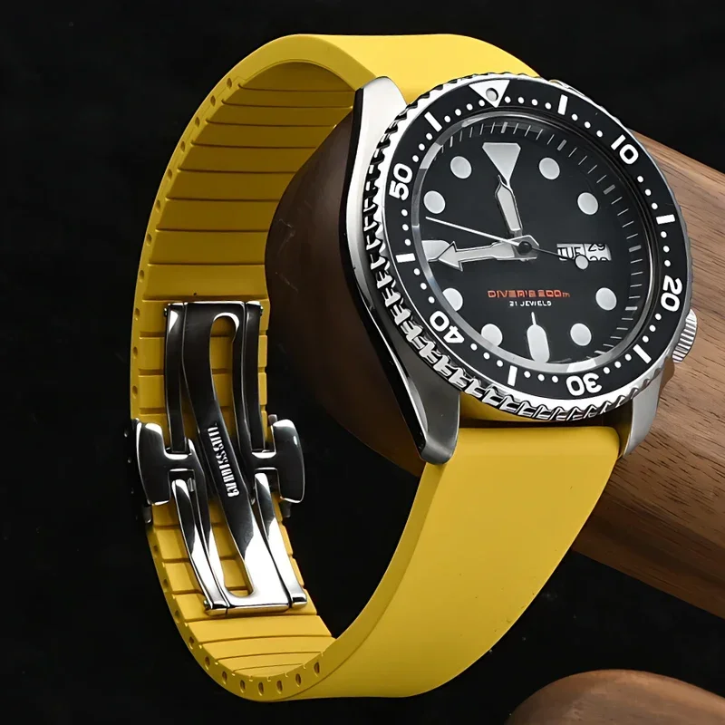 High Grade FKM Strap 18/19/20/21/22mm Diving Fluoro Rubber Quick Release Butterfly Buckle Watch Band Accessories for Cut To Size