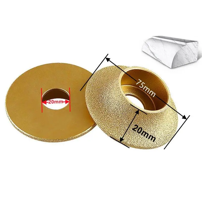 1PC Dia 3Inch 75mm Diamond Grinding Wheel French Edge Abrasive Brazing Grinding Disc for Stone Marble Ceramic Grinding Sheet