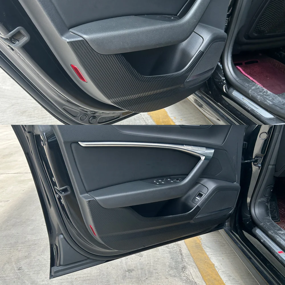 

For Audi A6 A7 2019-2024 Carbon Fiber sticker 4pcs Car Door Anti-Kick Pad Stickers Protector Films