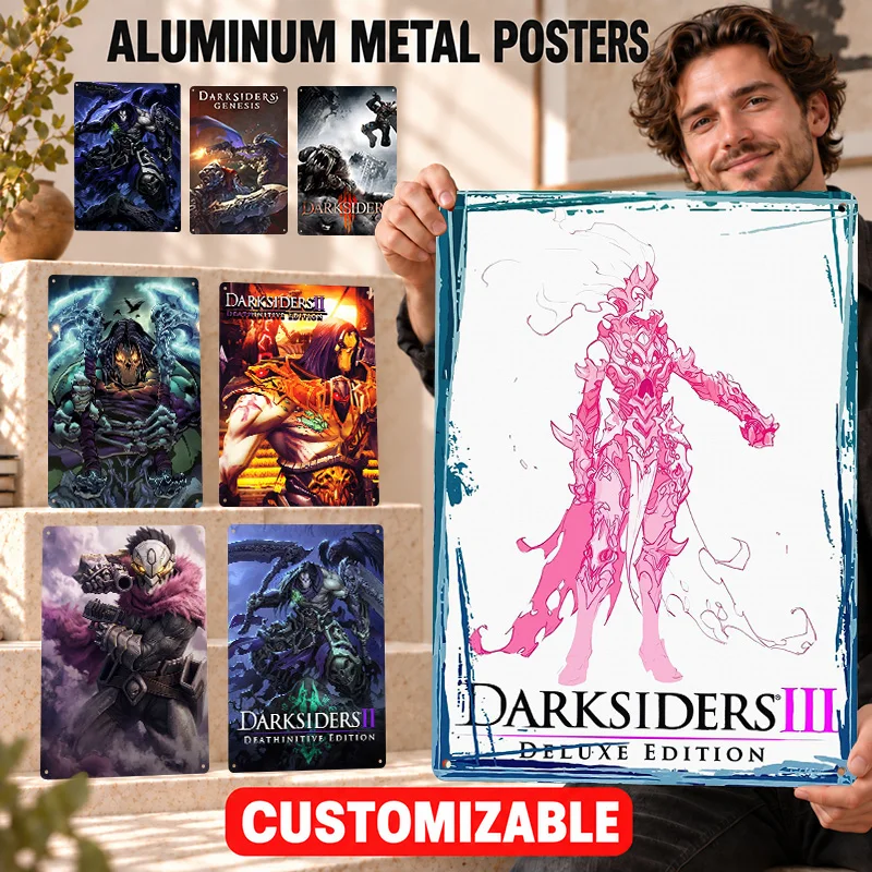 Darksiders Printed Posters Arcade Inspired Style Collector Room Wall Art Personalized Aluminum Metal Sign Adventure Gamer Gift