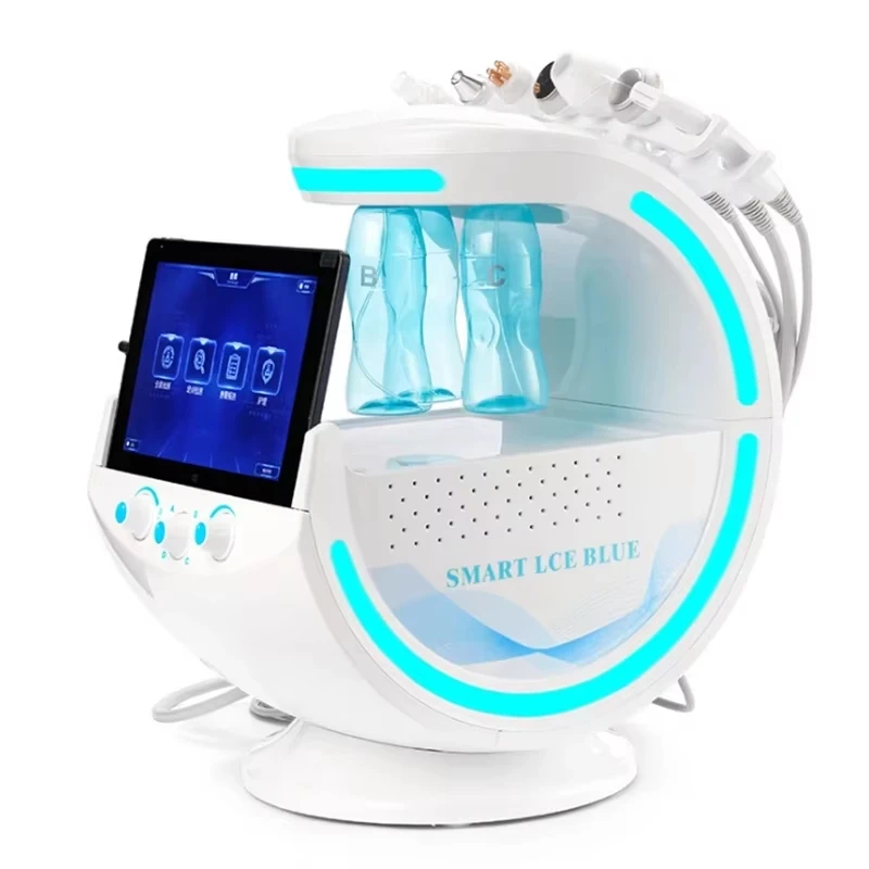 Multifunction Smart Ice Blue Ultrasonic Aqua Skin Scrubber Dermabrasion Hydra Skin Facials Machine With Skin Analysis System