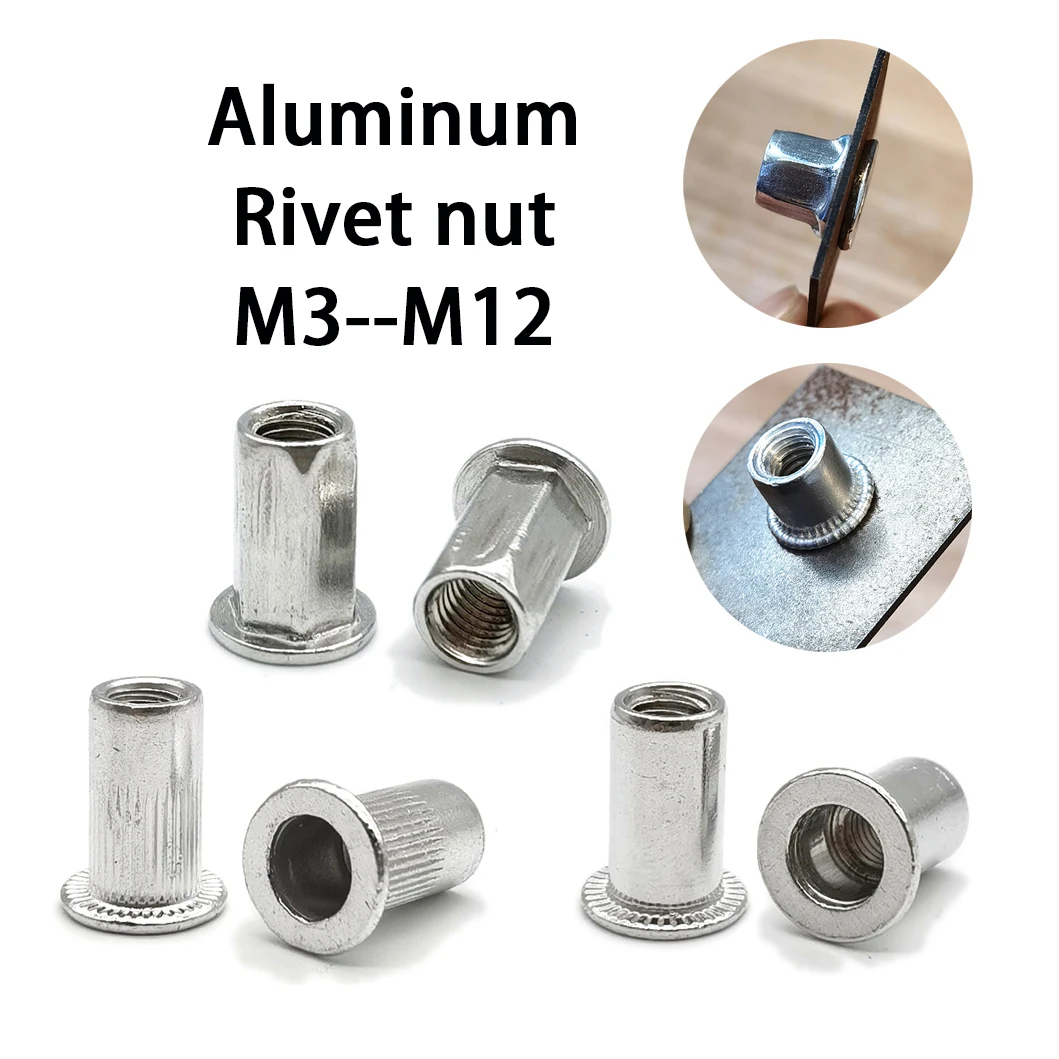 Threaded Insert Aluminum Rivet Nut Riveter Blind Rivnut M3 M4 M5 M6 M8 M10 M12  Round Cap Folding Nut Rivable Remachables Nuts