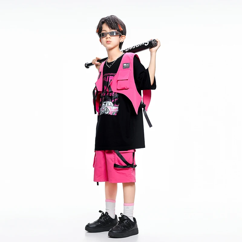 Gilet Hip Hop pour garçons, t-shirt, pantalon Cargo coloré, ensembles de vêtements de danse de rue pour filles, Costumes de Jazz k-pop pour enfants, Streetwear
