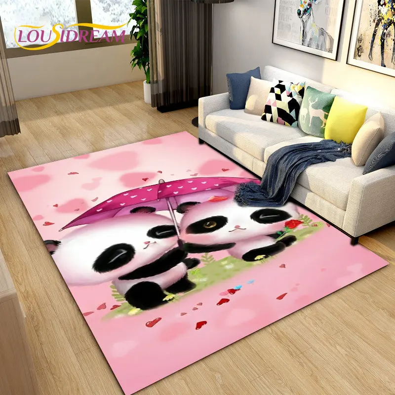 3D Cartoon Cute Panda Area Rug,Carpet Rug for Living Room Children's Room Decoration,Kid Play Crawl Soft Non-slip Floor Mat Gift