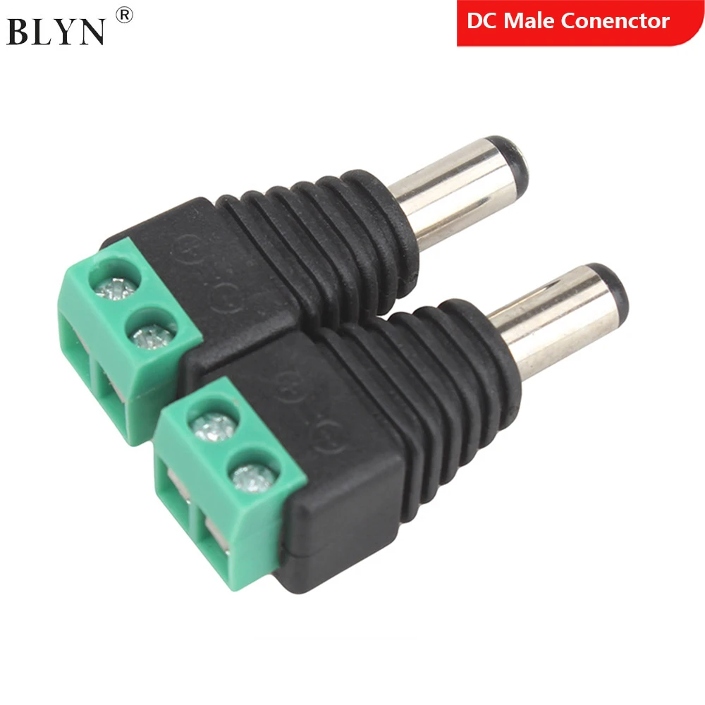 DC Connector Male Jack Power Adapter 10/50/100PCS 5.5mmx2.1mm DC12V Connector Wire End Barrel For Led Strip CCTV Camera Cable