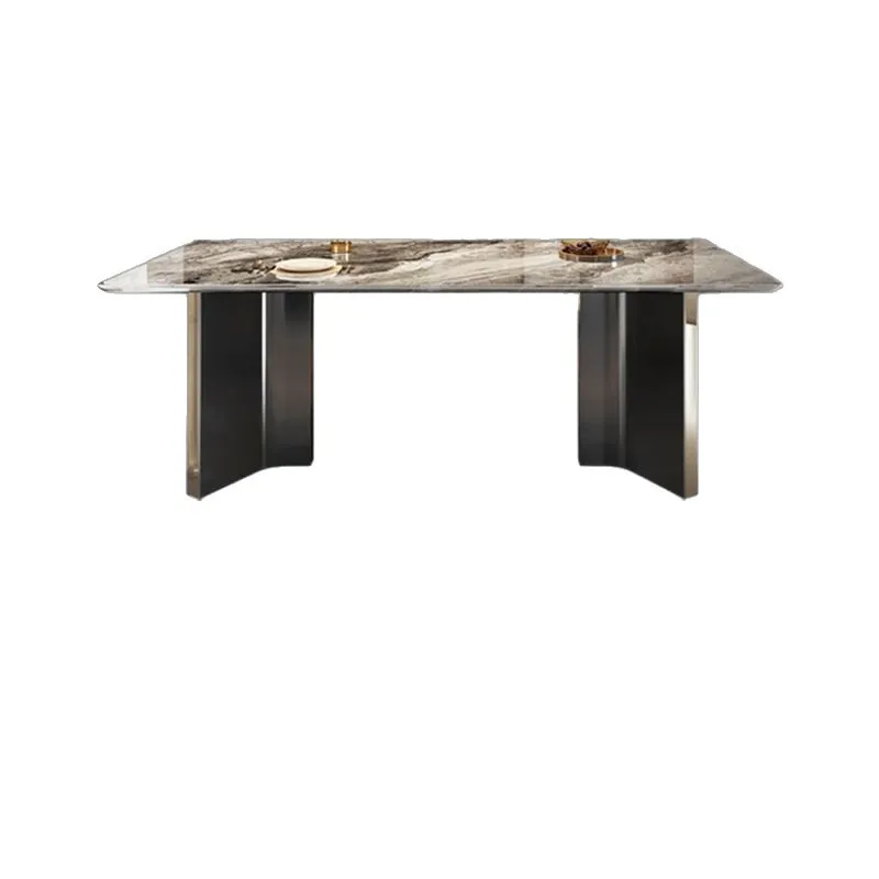 طاولة طعام حديثة فاخرة وخفيفة الوزن، شقة صغيرة بسيطة، طاولة طعام مستطيلة من حجر الجريزوفولفين وc #4