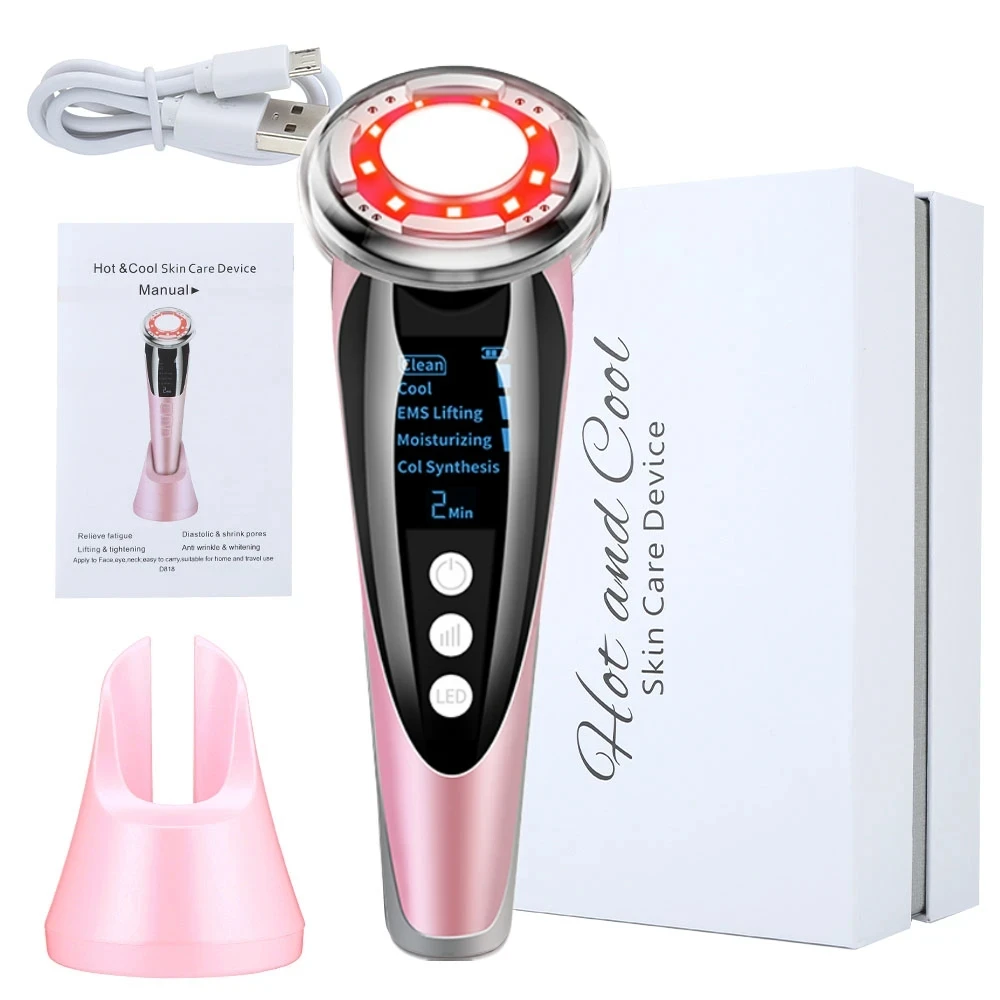 EMS Hot and Cooling Facial Cleaner Face Massager Skin Care V-line Face Lifting Tightening Double Chin Remover Beauty IPL Pulse