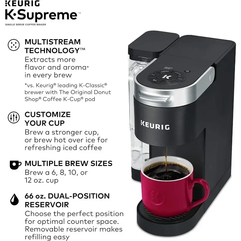 For Keurig® K-Supreme Single Serve K-Cup Pod Coffee Maker, MultiStream Technology, Black