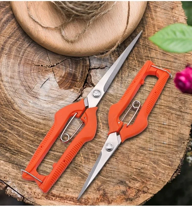 Straight Headed Fruit Scissors Handle Trimming Scissor Stainless Steel Pruning Tools Garden Flower And Fruit Tree Branch Cutting