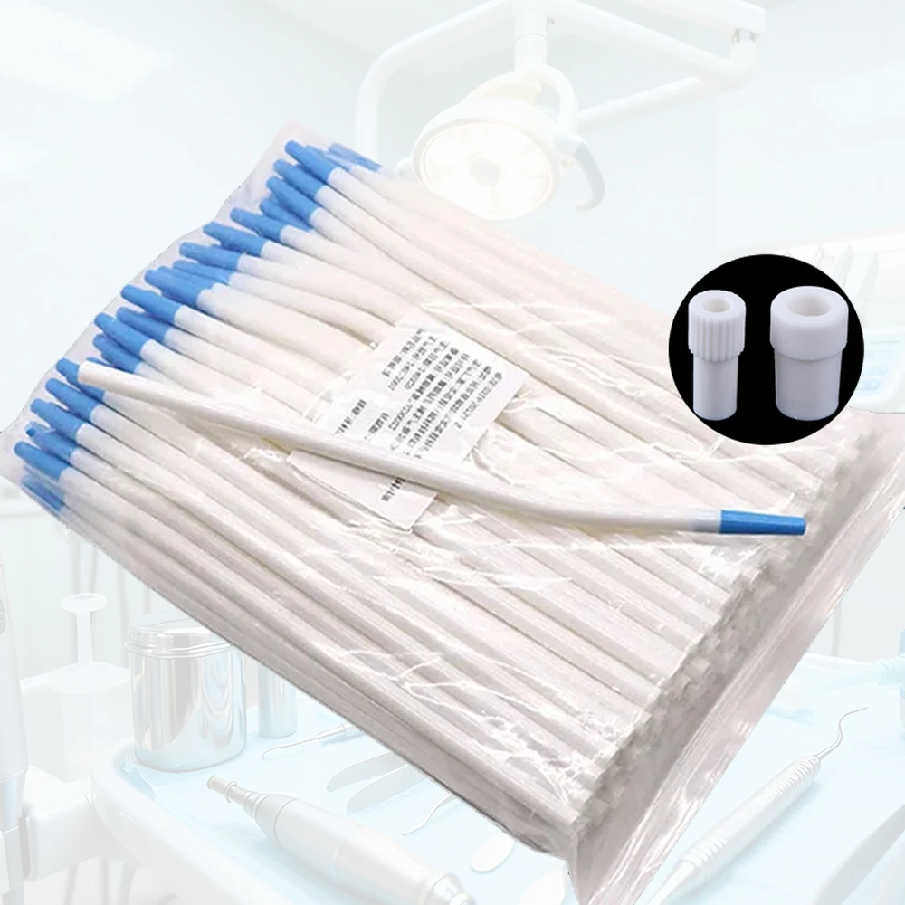 

100pcs Dental Clinic Disposable Surgical Suction Tips Saliva Ejector Laboratory Clinic Suction Tube Long Slim Type