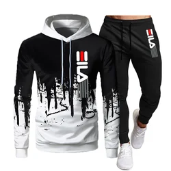 Herbst und Winter Herrenmode Markenkleidung Lässiger Fitness-Trainingsanzug Kapuzenpullover + Jogginghose zweiteiliges Set