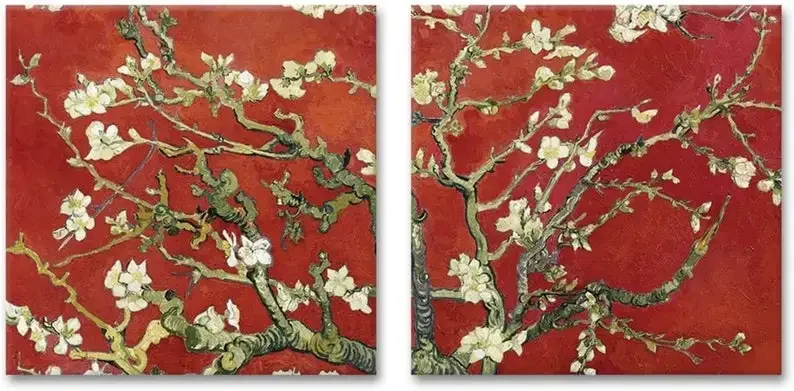 Canvas Wall Art  Almond Blossom In Red By Vincent Van Gogh Modern Home Decor