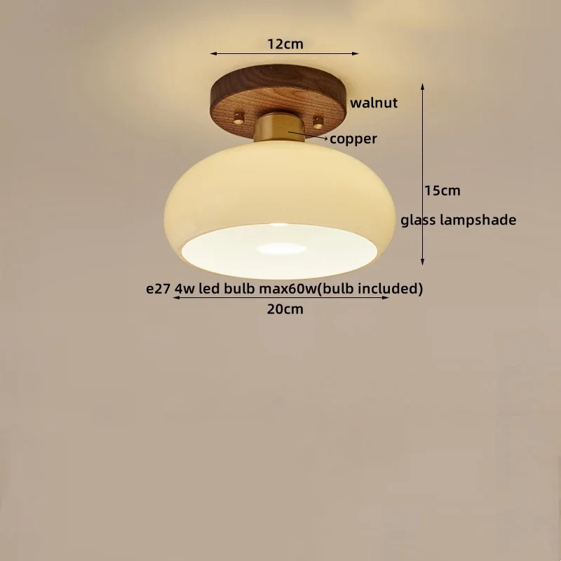 IWHD Walnut Copper LED Ceiling Lights Decoration Aisle Corridor Living Room Light Home Lighting Modern Ceiling lamp Luminaria