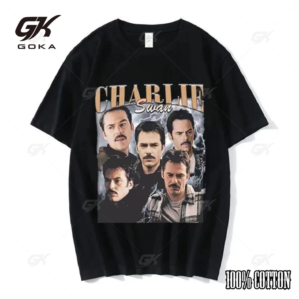 Vintage  T-shirts Team Charlie Swan T  Billy Burke Graphic Print Tshirts Men Short Sleeve Oversized Tee Shirt