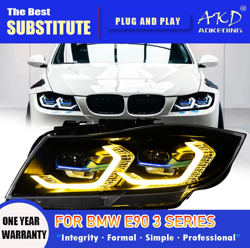 

AKD Head Lamp for BMW E90 LED Headlight 2005-2012 Headlights 320i 325i 318i DRL Turn Signal High Beam Angel Eye Projector Lens