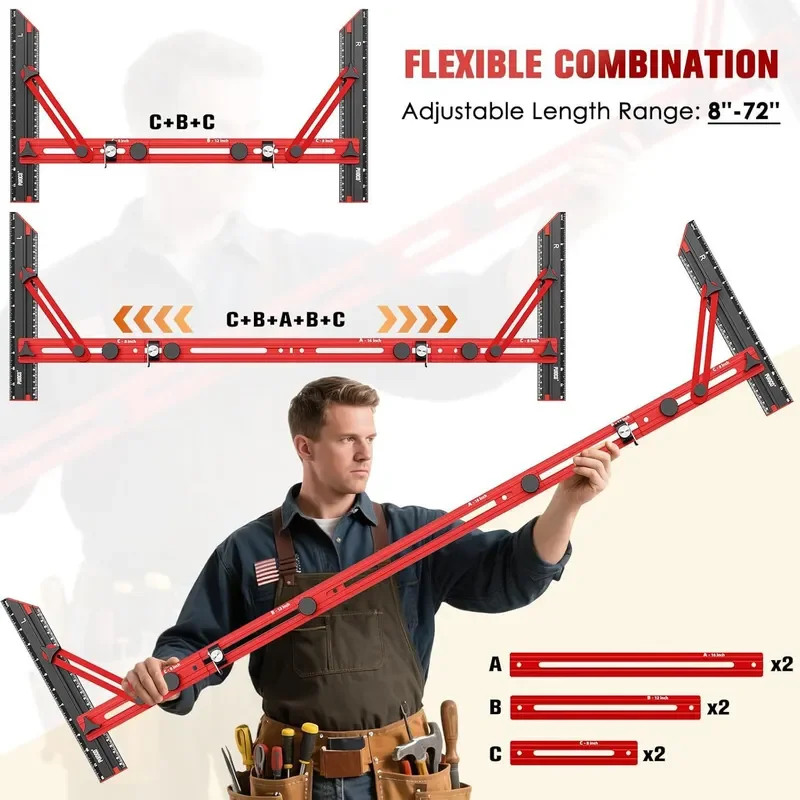 Stair Gauge Ruler Folding Measurement Tool For Woodworking Decoration Home Improvement Compatible With Stair Tread