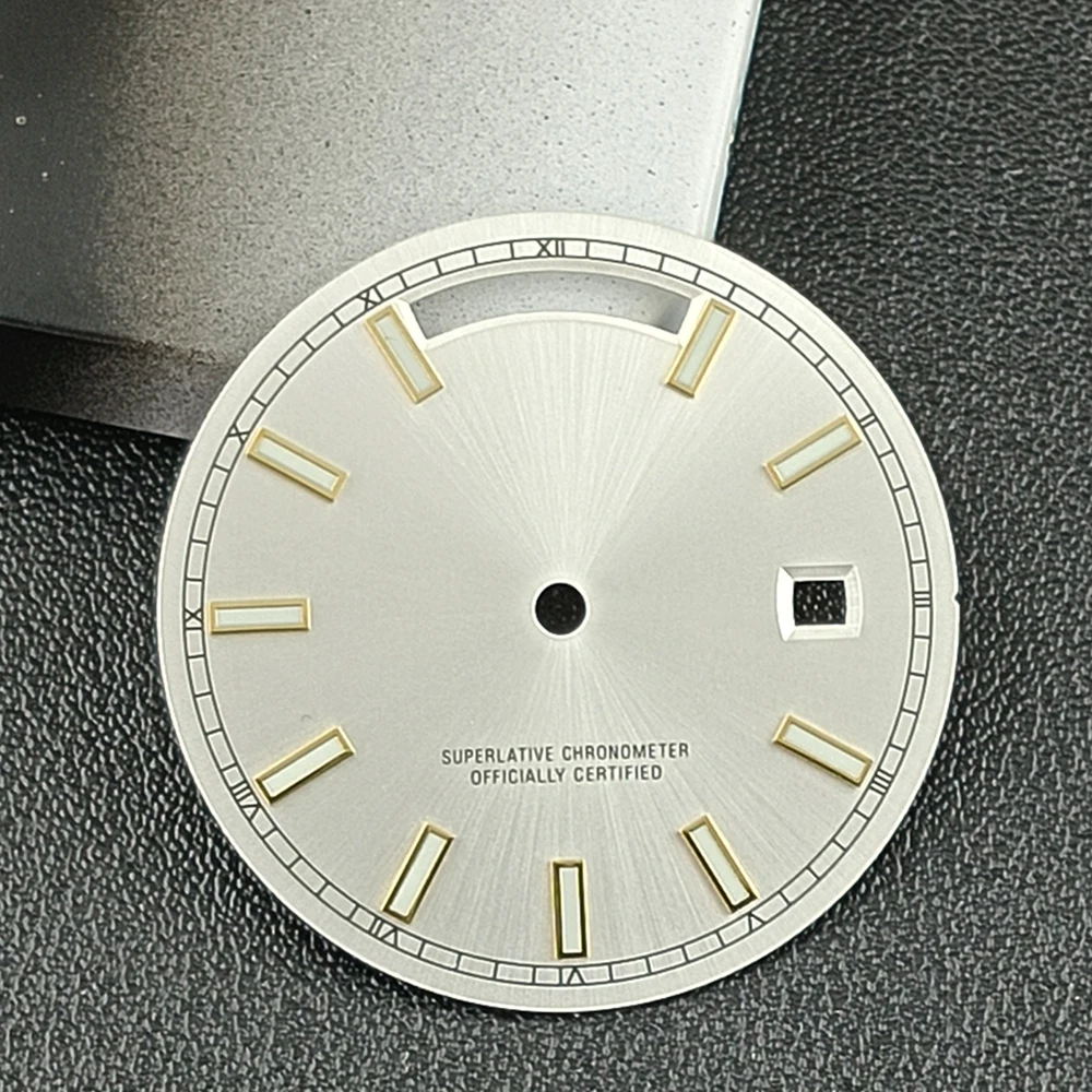 Miyota 8285 mostrador 31mm mostrador de relógio masculino logotipo personalizado mostrador verde luminoso adequado para acessórios de relógio