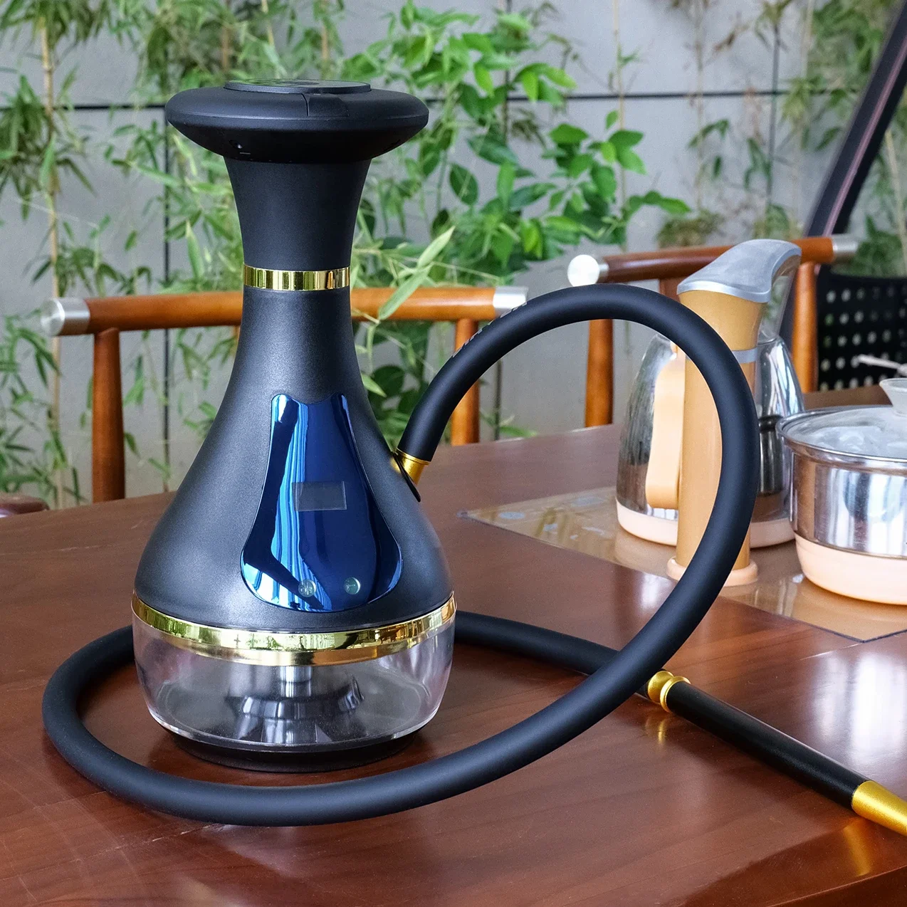 

Electric LED Hookah Dry Herb Smoking Pipe Set with Heating Grass Bowl Rechargeable Tobacco Pipes Water Filter Smoke Accessories