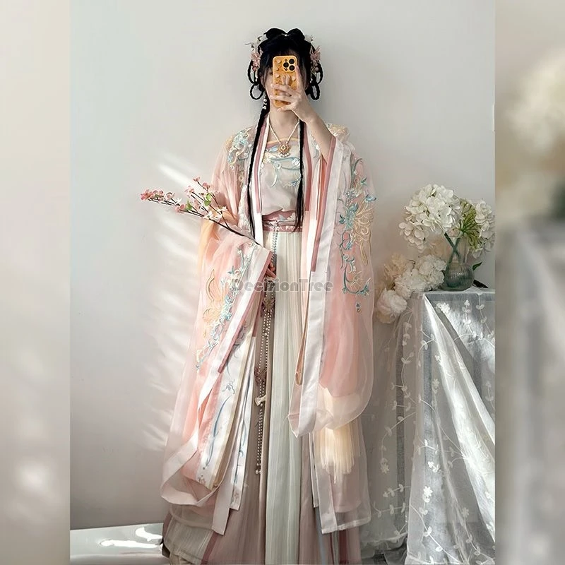 2024 chinese classical temperament hanfu set song made manual embroidery exquisite hanfu ancient princess sweet gradient dress