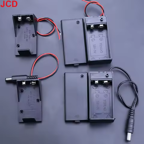 JCD 9V Battery Holder 9V Battery Box With Cover And ON/OFF Switch With Cable And DC Head 9V DIY Battery Case