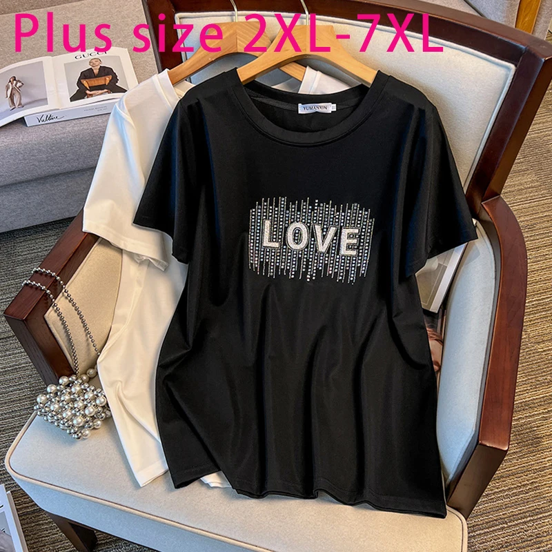 100/150/175kg 4XL 5XL 6XL 7XL Round Neck Plus Size Women Clothing Slimming Loose Medium Long Length Short Sleeved T-shirt Women