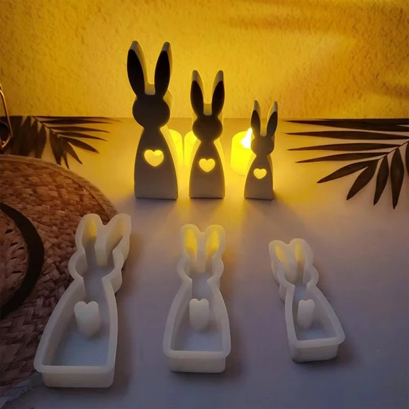 ABAE-อีสเตอร์แม่พิมพ์ซิลิโคนเดสก์ท็อป Rabbitornament แม่พิมพ์ซิลิโคนแม่พิมพ์ซิลิโคนศิลปะหัตถกรรมเครื่องมือ Non-Stick แม่พิมพ์ซิลิโคน