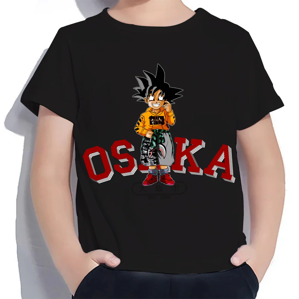 Dragon Ball Goku Vegeta Koszulka dziecięca z krótkim rękawem Urocza koszulka dla chłopca Topy 2024 Odzież dziecięca Moda High Street Boys