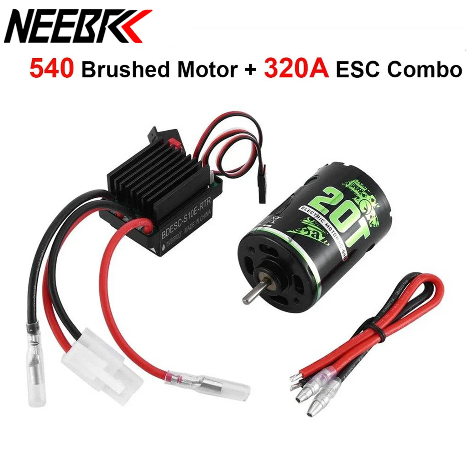 NEEBRC 540 Brushed Motor RC Crawler Motor 20T 60A ESC Brushed Electric Speed Controller 5V/2A BEC for 1/10 RC Car TRX AXIAL HSP