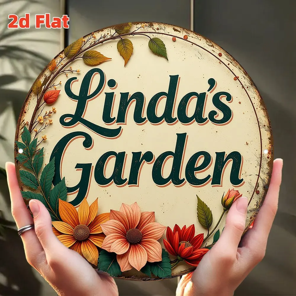 1PC Vibrant Flower Flat Round Wooden Disc 2D Durable Hanging Design Garden Wall Art Applications Balconies Workspaces Decoration