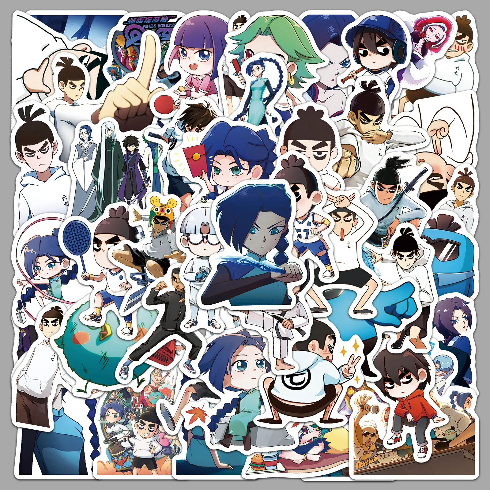 

10/30/50Pcs Scissor Seven Graffiti Sticker Personalized Cartoon China-Chic Guoman Decorative Sticker DIY Guitar Skateboard