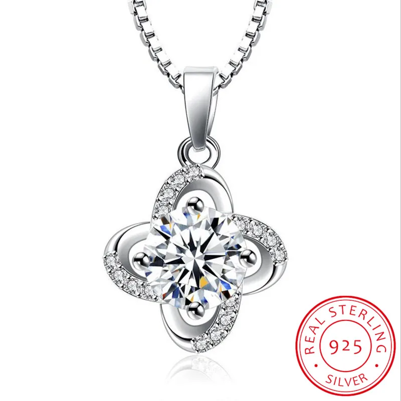 

Стерлингового Серебра 925 пробы, цирконий, цветок клевера, поворотная ветряная мельница, подвеска на ожерелье, 45 см, цепочка, воротники de prata, подарок S-N122