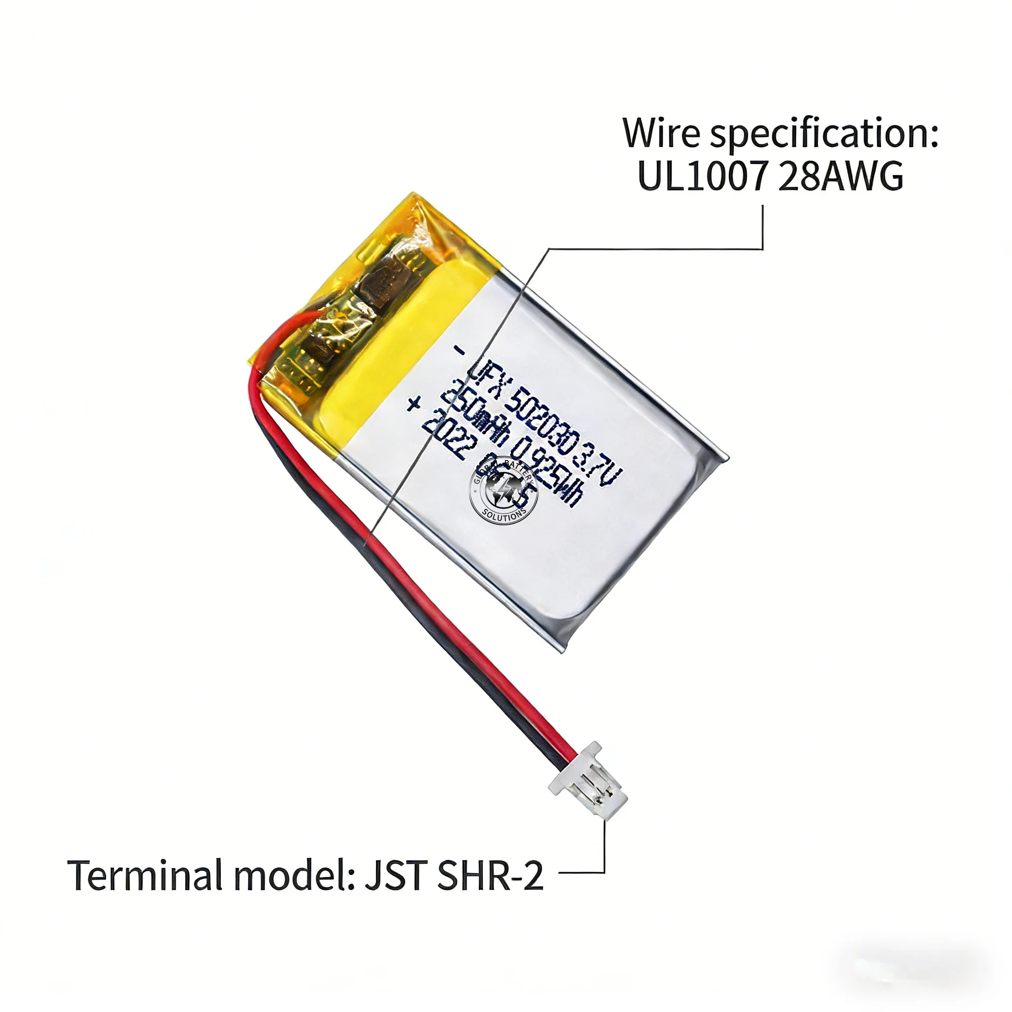502030 3.7V 250mAh JST Lithium Polymer Battery for Wireless Bluetooth Headset Smart Watch Toy