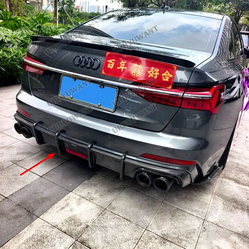 Für Audi A6 C8 Echter Carbon-Heckdiffusor Spoilerlippe Heckstoßstangenschutz Hintere Seitenverkleidung (ohne Eckenschutz) 2019-2025
