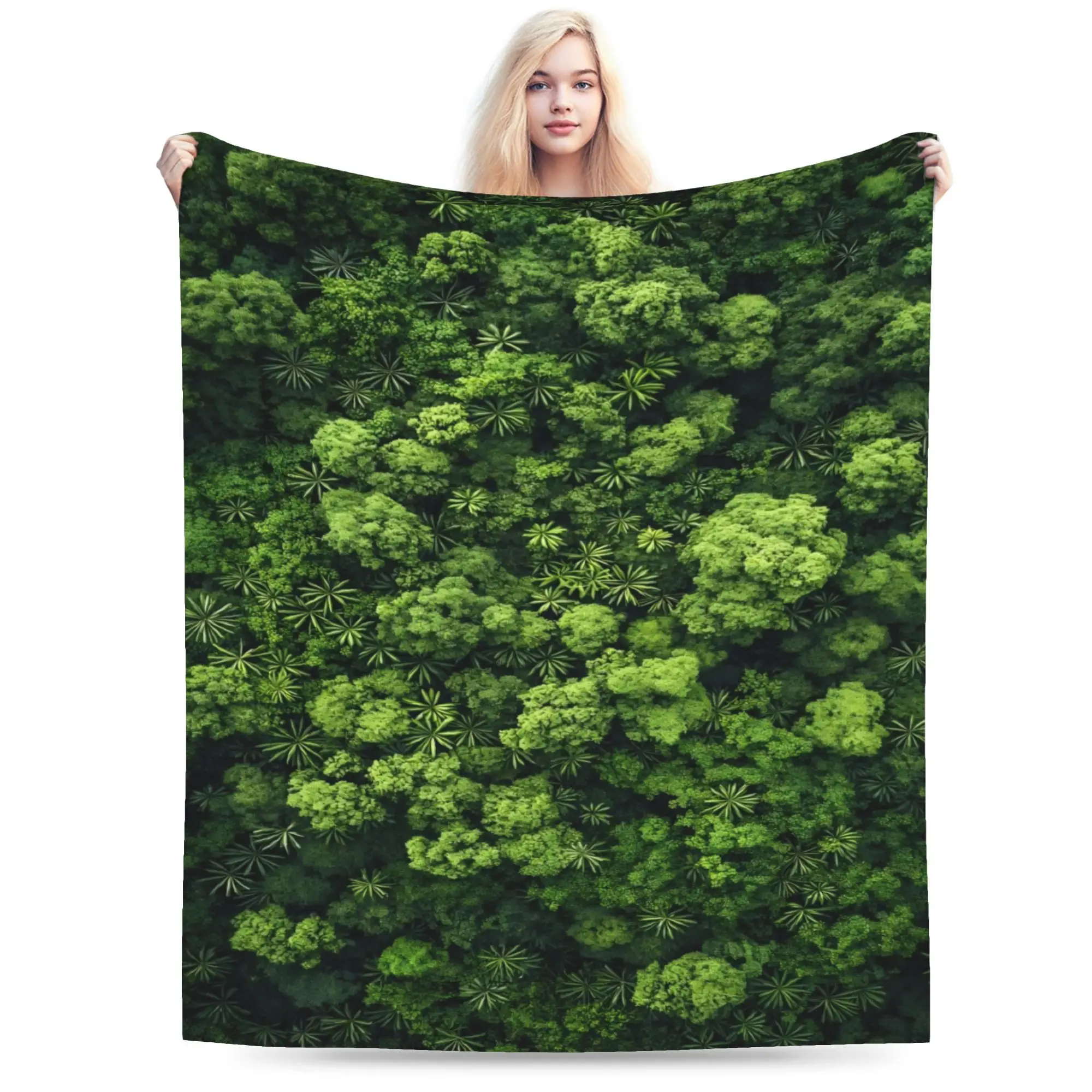 Olive Green Foliage Stuff Blanket Soft Fleece  Throw Blankets Comfortable Bedspread