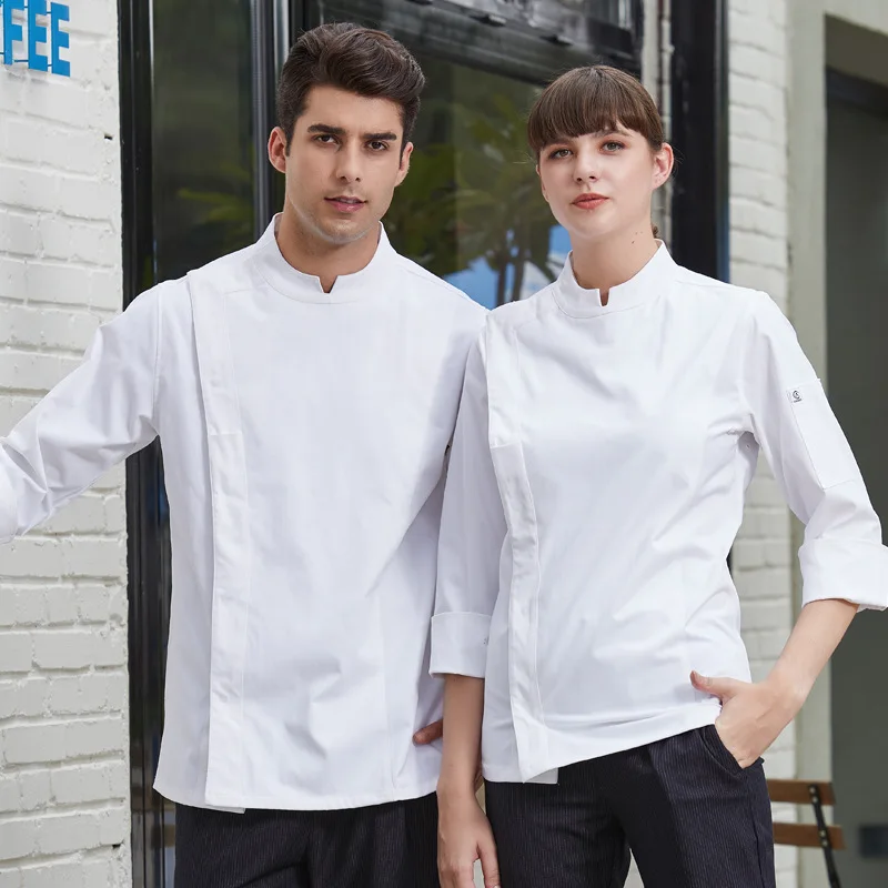 V-neck Stretch Fabric Autumn and Winter Clothing Restaurant Chef Clothes Kitchen Chef Overalls Hotel Wholesale Uniform