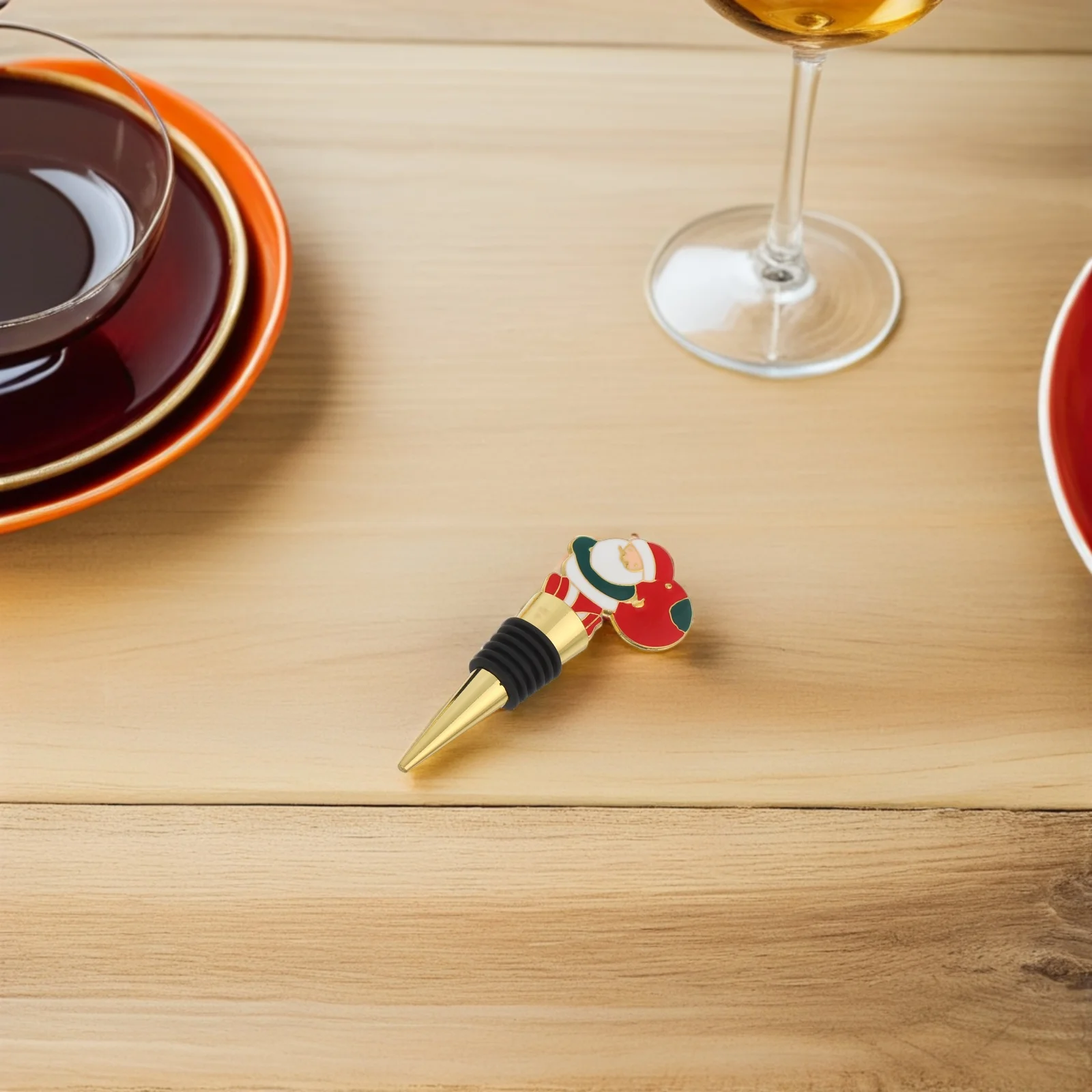 

3Pcs Festive Christmas Wine Stoppers Santa Claus Wreath Wine Bottle Caps Reusable Beverage Sealers Holiday Party Supplies