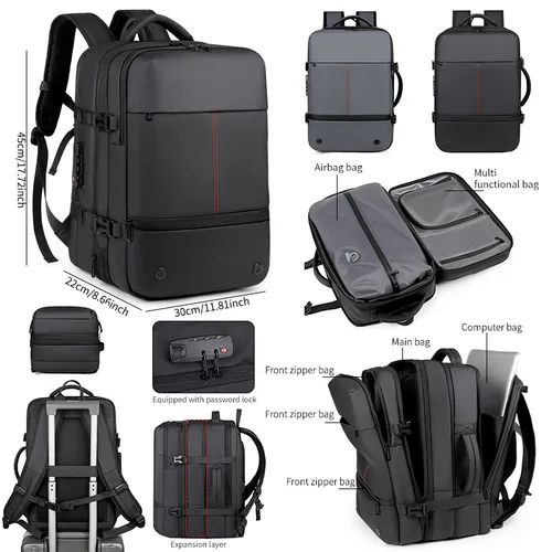 Imagen 1 del producto Mochila para Hombre con Compresión al Vacío Expandible, Gran Capacidad, Separación de Seco y Húmedo, Mochila Multifuncional para Viajes Cortos de Negocios