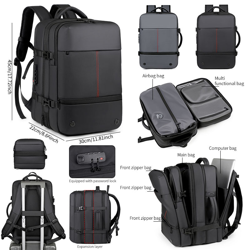  Men's Backpack with Expandable Vacuum Compression, Large Capacity, Dry and Wet Separation, Multifunctional Business Backpack for Short Business Trips 
