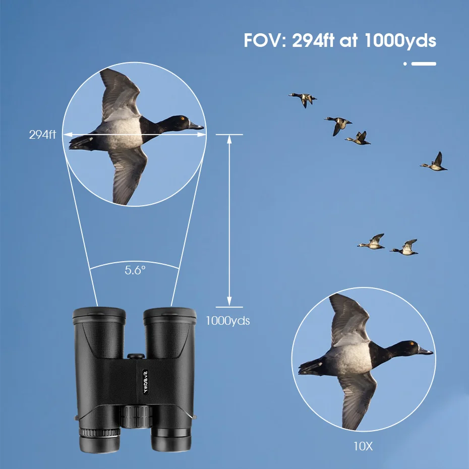 SVBONY SA202 Fernglas, 10 x 42 Fernglas für Erwachsene, kompaktes FMC-Objektiv, Fernglas mit Umhängeband, Tragetasche zum Wandern, Vogelbeiten – Detail 4