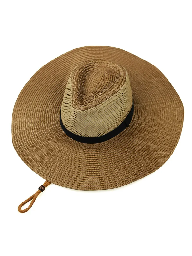 Sun hat Collapsible breathable sun Fishing mountaineering men's summer large brimmed straw men's sunscreen