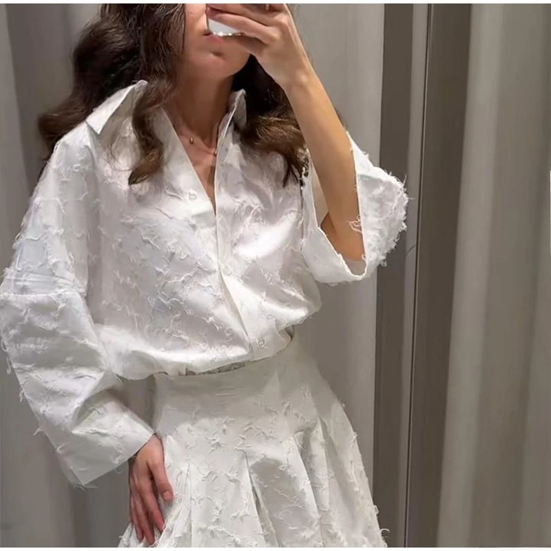 

Gymystars Vacation Women's Shirts Woman Clothes Fashion Long Sleeves Loose Solid Color Casual Lapel Shirts Female Tops