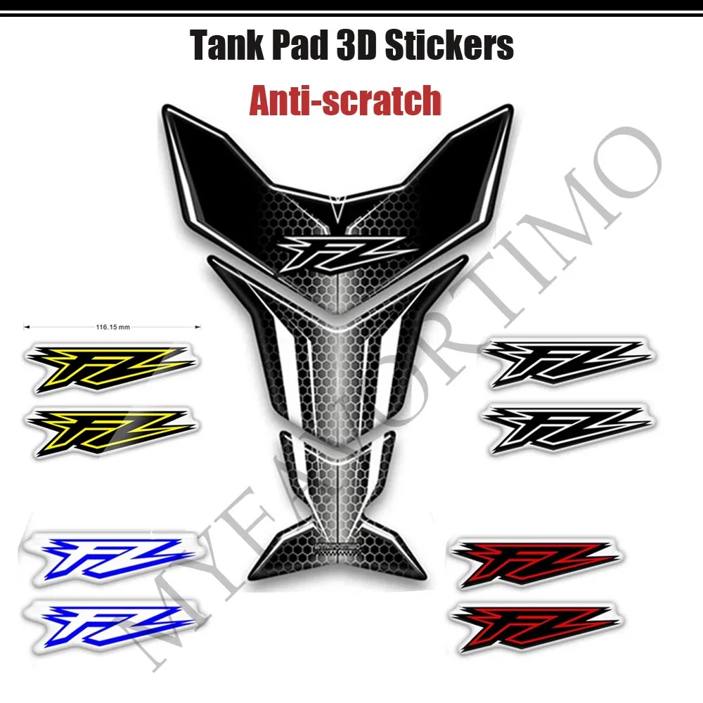 Para yamaha fz fz6 fz6n fz8 fz8n fz1 fz1000 fz07 fz09 fz10 tanque almofada kit de óleo combustível joelho emblema emblema logotipo protetor decalque adesivos