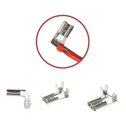 100Pcs DJ627 2.8/4.8/6.3mm Flag Type L-shaped Female Spade Crimp Terminal Brass 0.5-2.5mm /22~14AWG