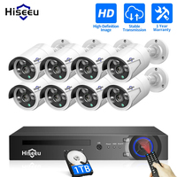 Hiseeu 5MP 3MP H.265 8CH POE Security Surveillance Camera System Kit Set Waterproof Audio IP Cameras Home CCTV NVR XMEye