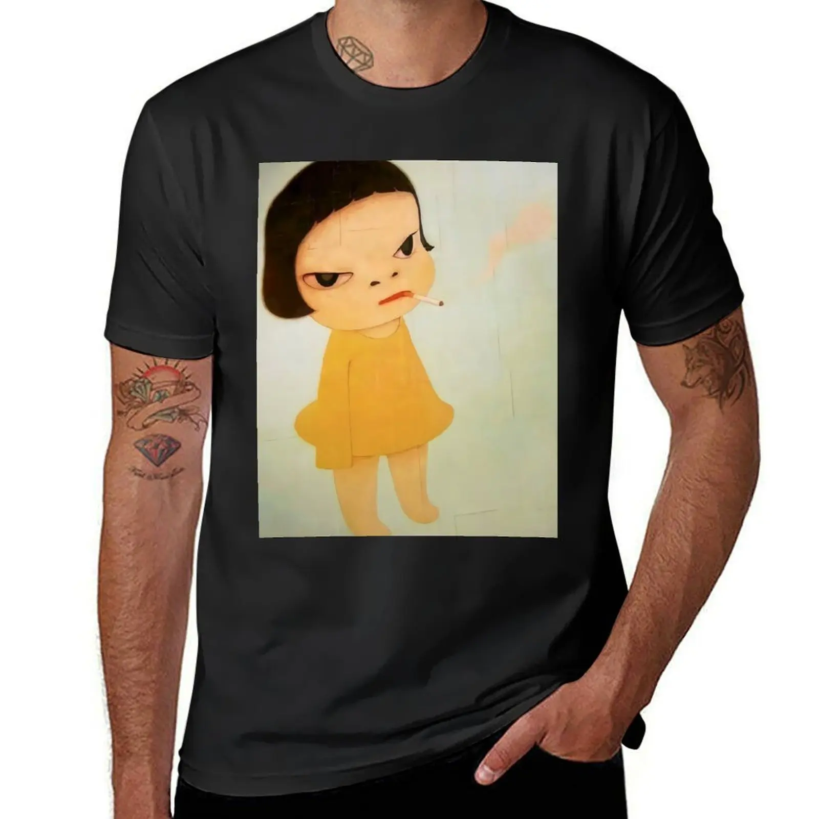 Smoking Girl yoshimoto Nara cute baby girl painting T-Shirt Short sleeve tee summer tops mens t shirt