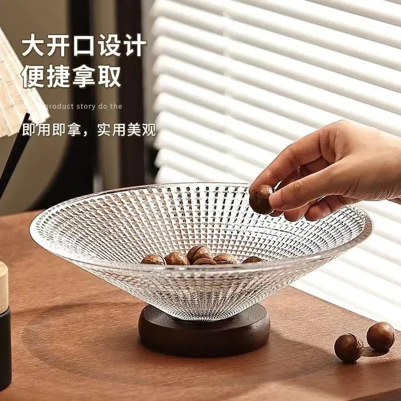 Luxury Glass Fruit Plate High Foot Candy Dish Elegant Snack Tray for Living Room Household Tea Party Dried Fruit Serving