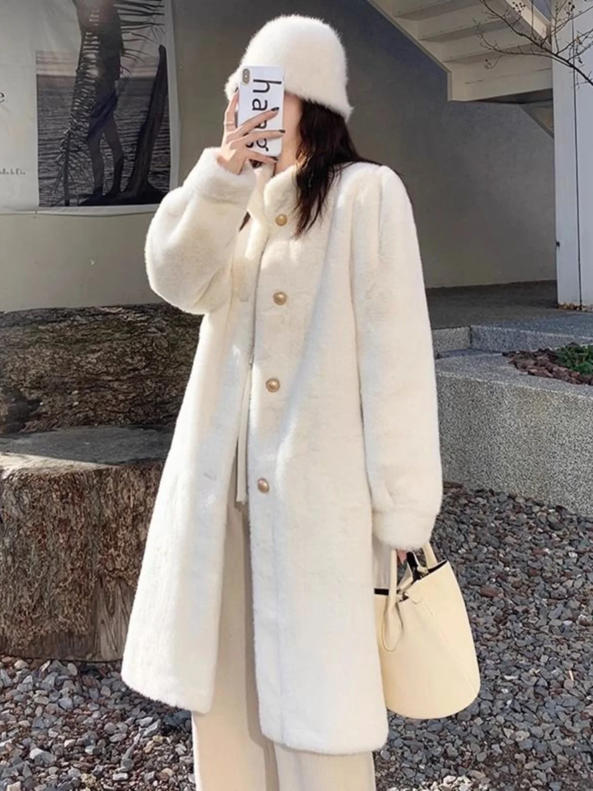 

Lamb Fur Jaet Women's Mid-Length Thiened Inteated Leather Fur Eco-Friendly Mink Velvet Coat Winter New Arrival 2025