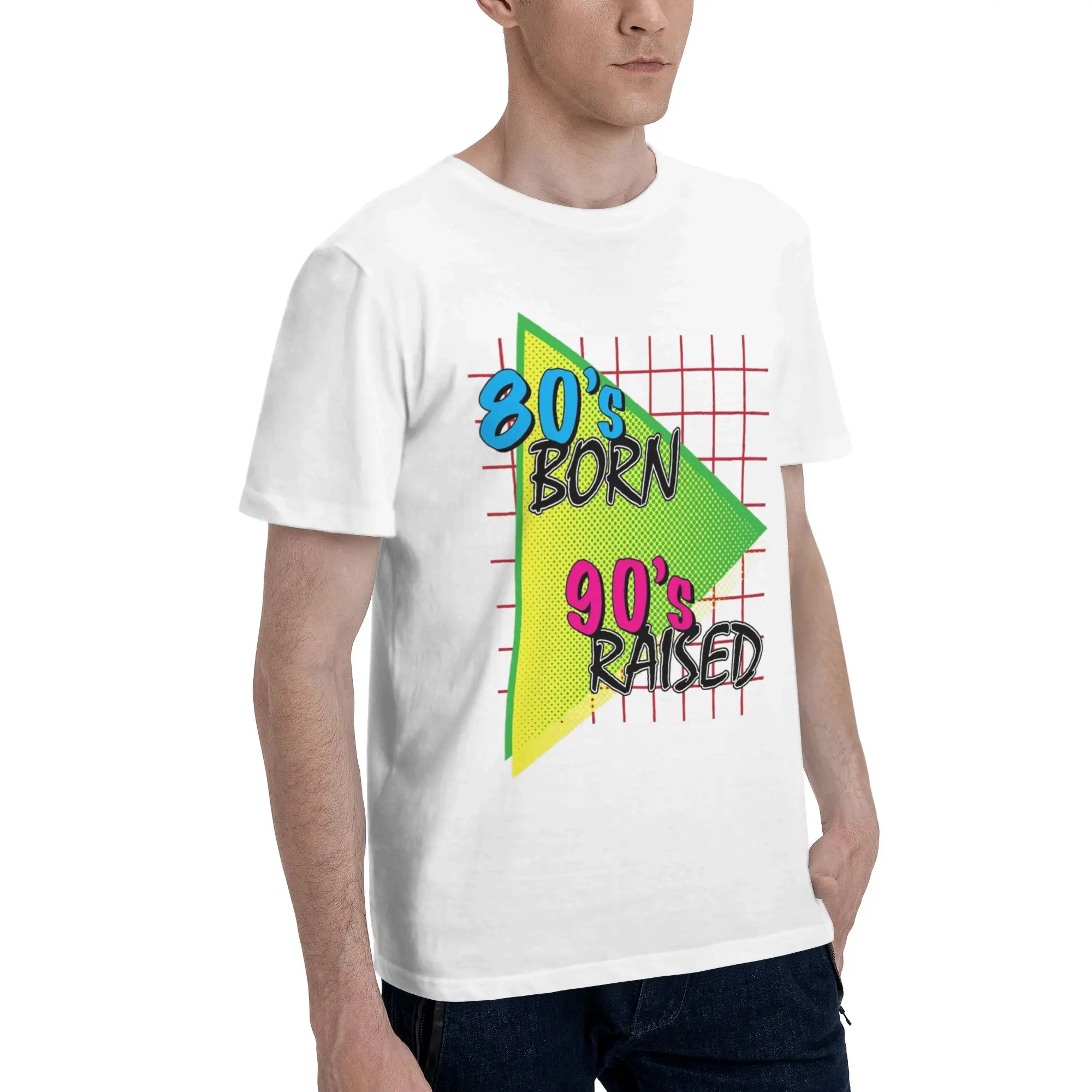 Born In The 80's Raised In The 90's Graphic Printing T Shirt for Men Women  Pure Cotton  Tee Shirt Clothes