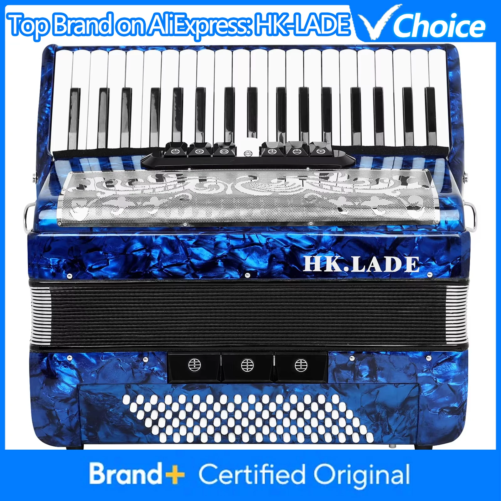 

Аккордеон HK·LADE AH-180, 37 клавиш, 96 басов, с функцией изменения голоса, меховой баллон из овчины, с чехлом для хранения
